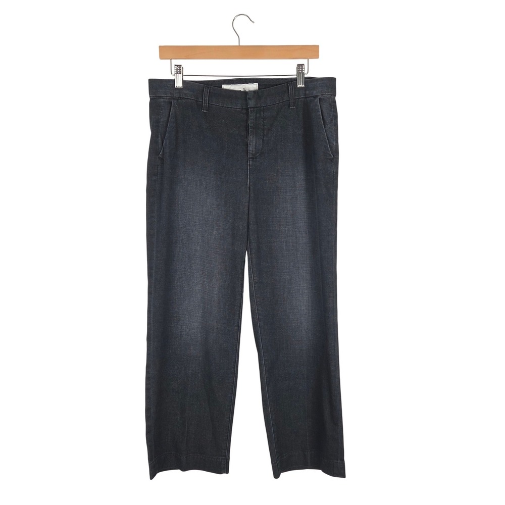 Frank & Eileen Westport Black Denim Wide Leg Jeans Size 8 Soft Stretch